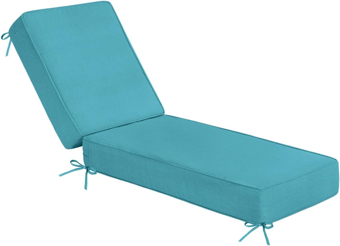Sundale Outdoor Olefin Chaise Lounge Cushion Set of 2, Water-Resistant Patio Lounge Chair Cushion, Thick Lounger Pad with 8 Straps Navy Blue, 80 x 26 x 6 Inches