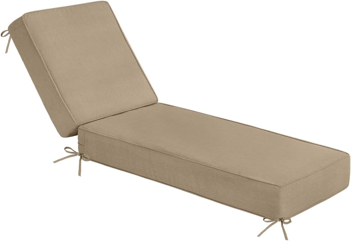 Sundale Outdoor Olefin Chaise Lounge Cushion Set of 2, Water-Resistant Patio Lounge Chair Cushion, Thick Lounger Pad with 8 Straps Navy Blue, 80 x 26 x 6 Inches