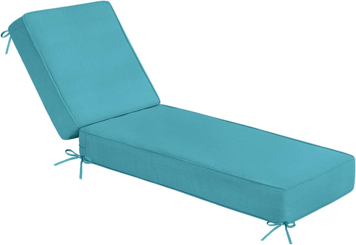 Sundale Outdoor Olefin Chaise Lounge Cushion Set of 2, Water-Resistant Patio Lounge Chair Cushion, Thick Lounger Pad with 8 Straps Navy Blue, 80 x 26 x 6 Inches