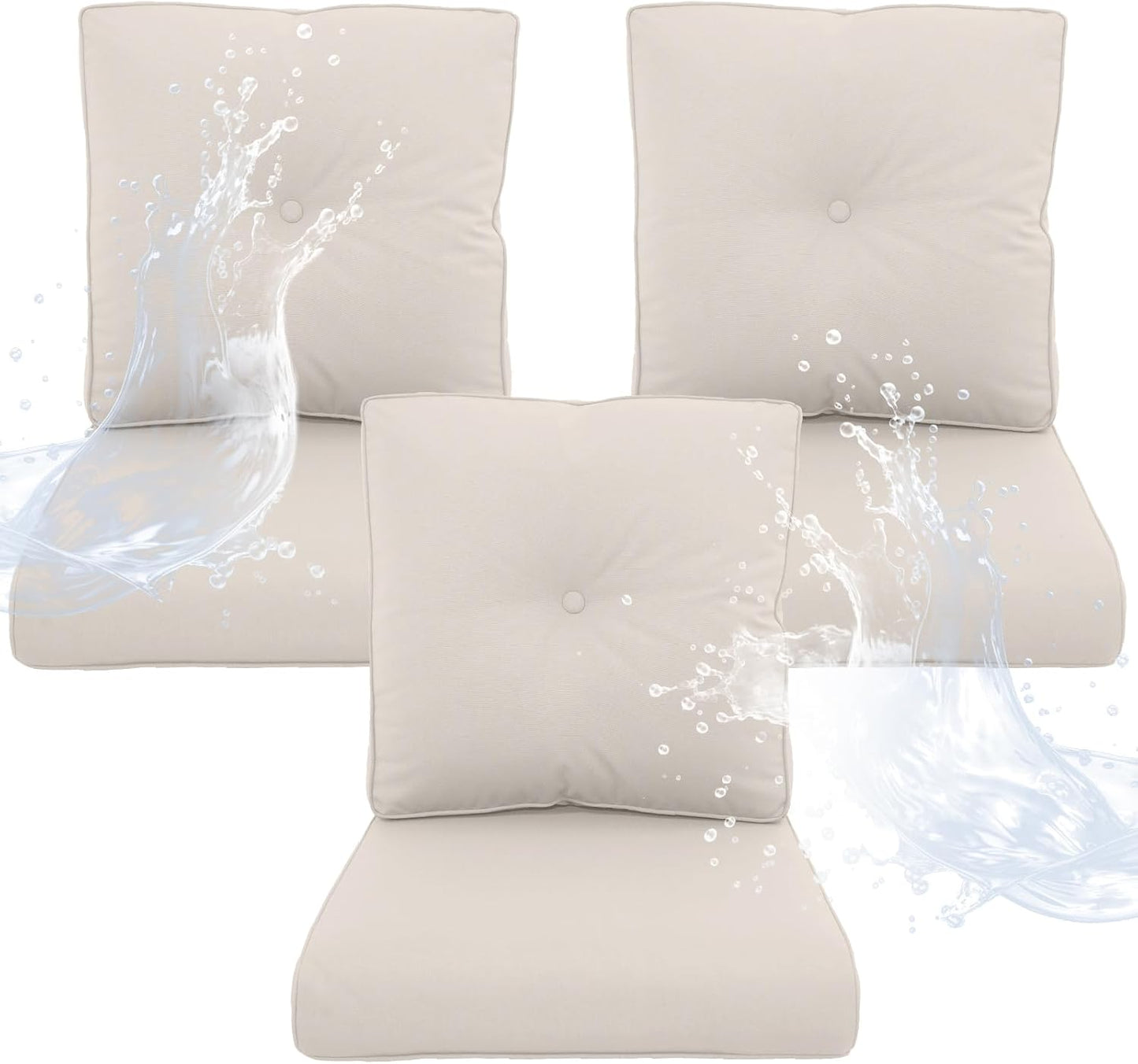 Outdoor Chair Cushions 5 Sets - 22 * 24" Patio Furniture Cushions with Removable Cover, 28D High Density Sponge Filling Outdoor Patio Cushions for Chairs, Rocker, Sofa and Loveseat - Grey