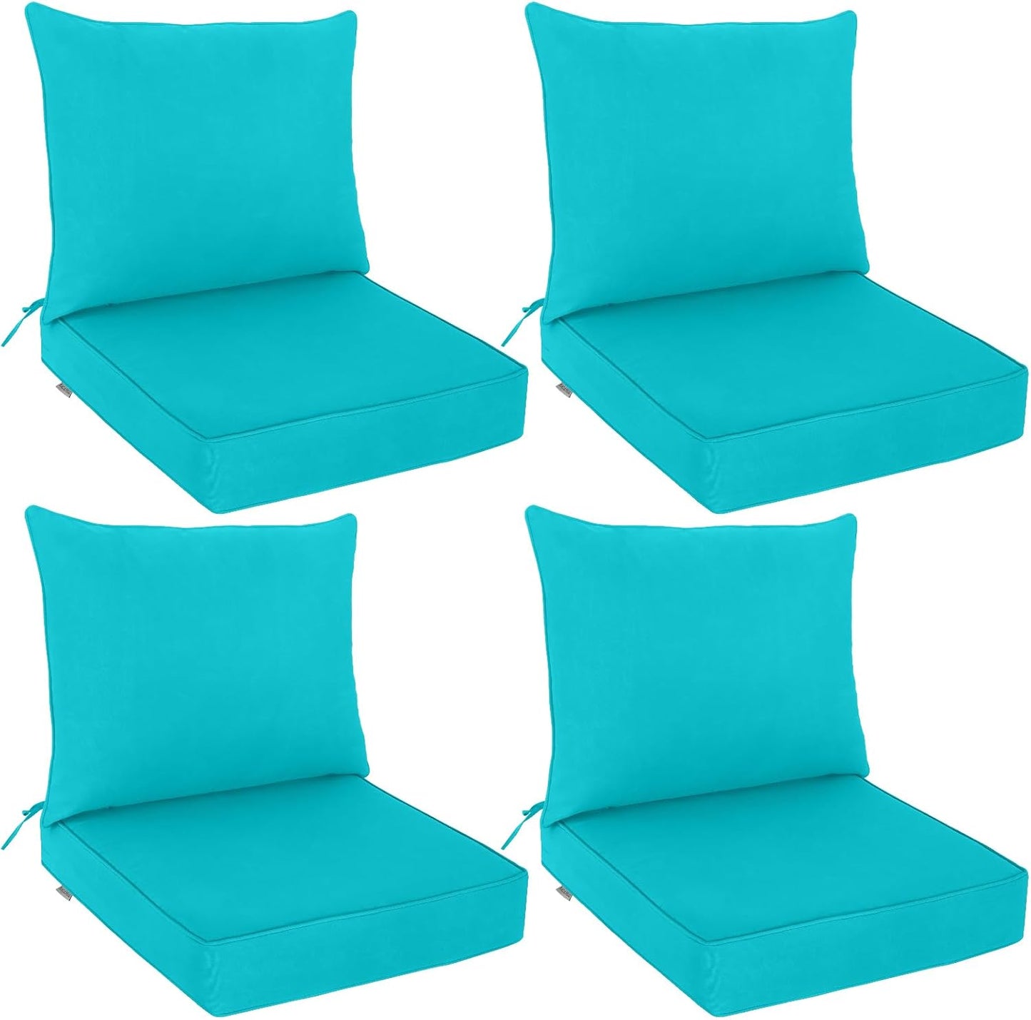 EAGLE PEAK Outdoor Deep Seat Patio Seat Cushion Set, 25 x 25 x 5 inch, 2-Piece Back Chair Cushion, Set of 4, Gray