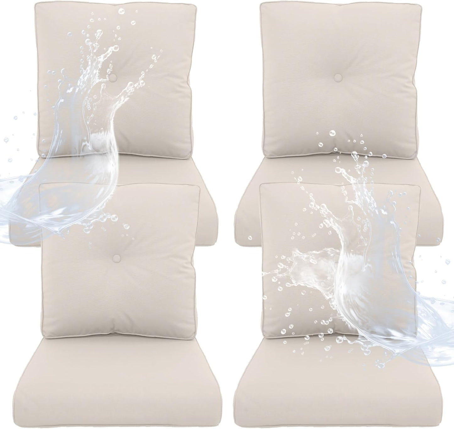 Outdoor Chair Cushions 5 Sets - 22 * 24" Patio Furniture Cushions with Removable Cover, 28D High Density Sponge Filling Outdoor Patio Cushions for Chairs, Rocker, Sofa and Loveseat - Grey