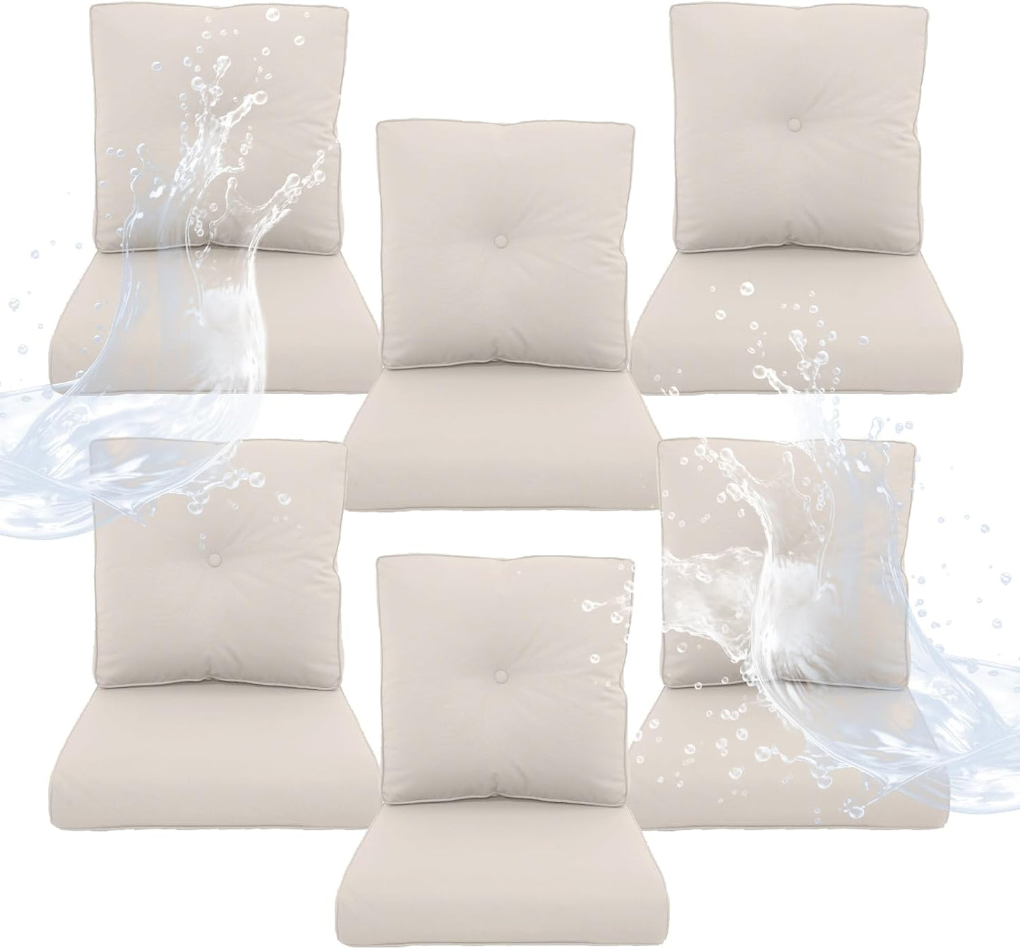 Outdoor Chair Cushions 5 Sets - 22 * 24" Patio Furniture Cushions with Removable Cover, 28D High Density Sponge Filling Outdoor Patio Cushions for Chairs, Rocker, Sofa and Loveseat - Grey