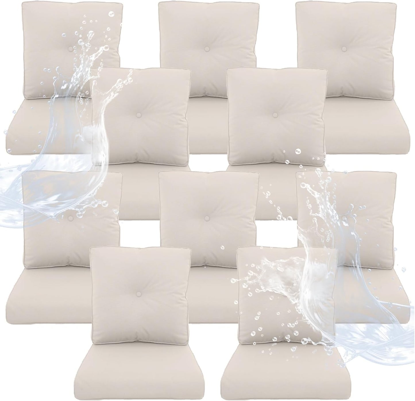 Outdoor Chair Cushions 5 Sets - 22 * 24" Patio Furniture Cushions with Removable Cover, 28D High Density Sponge Filling Outdoor Patio Cushions for Chairs, Rocker, Sofa and Loveseat - Grey