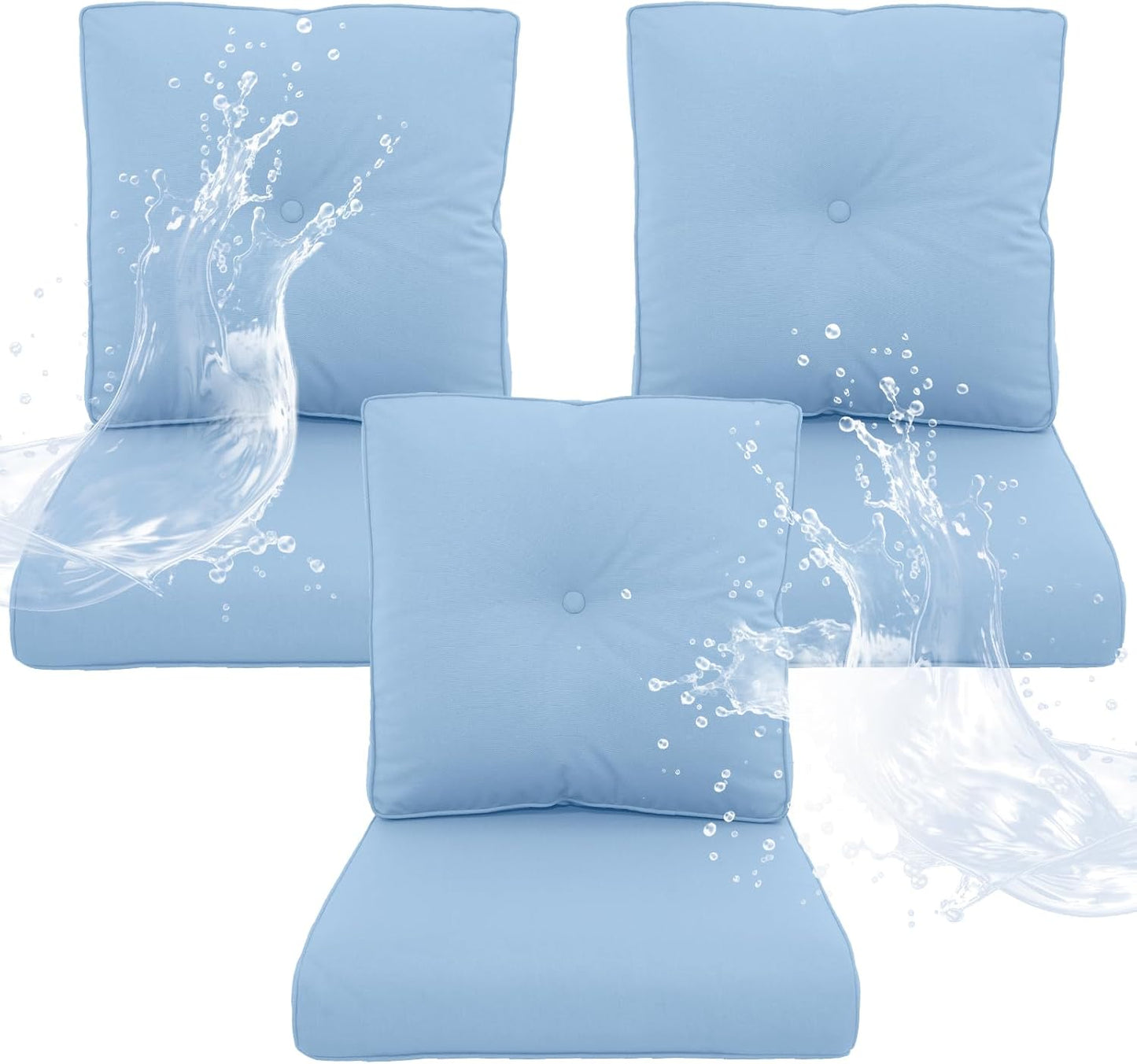 Outdoor Chair Cushions 5 Sets - 22 * 24" Patio Furniture Cushions with Removable Cover, 28D High Density Sponge Filling Outdoor Patio Cushions for Chairs, Rocker, Sofa and Loveseat - Grey