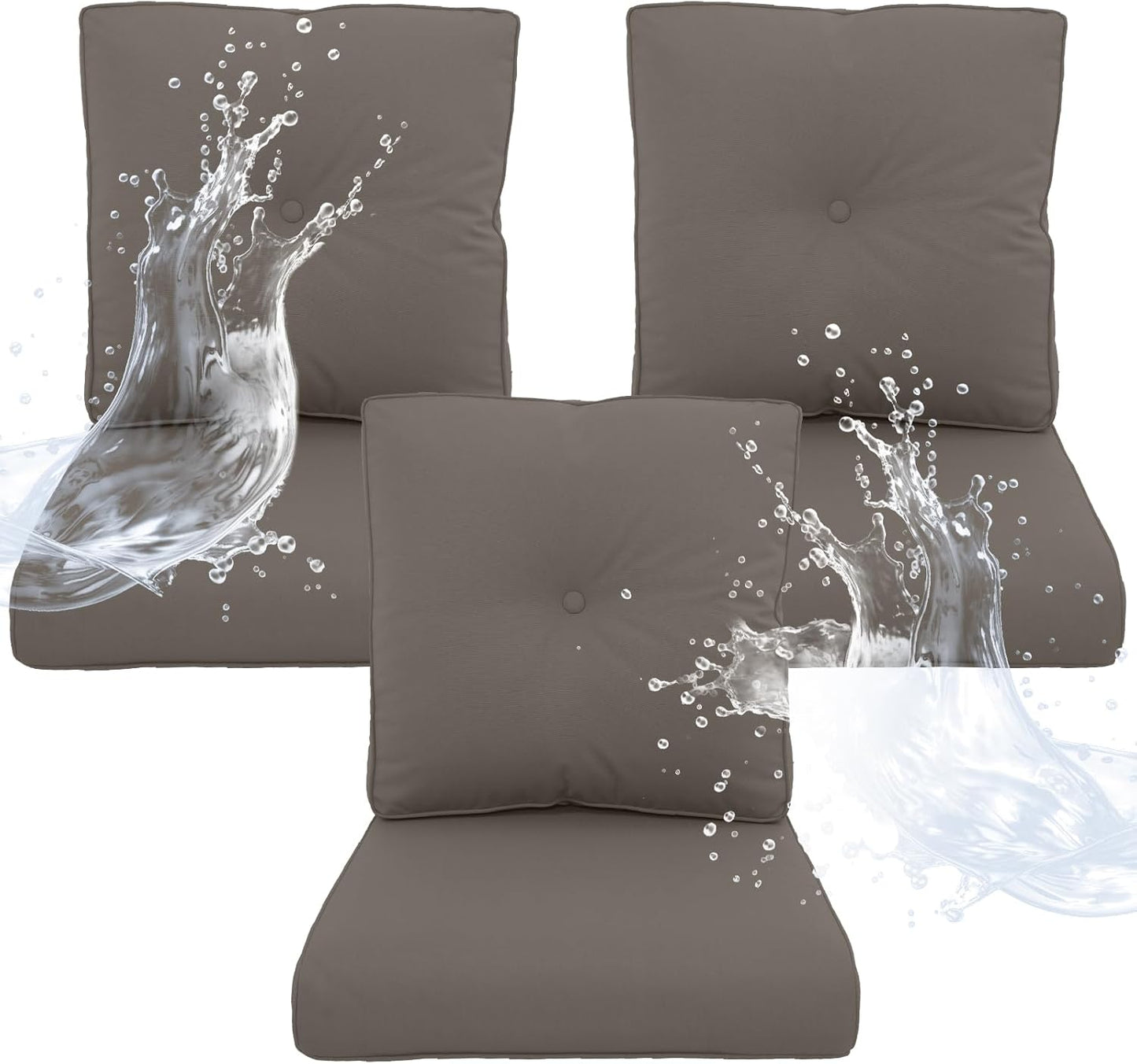 Outdoor Chair Cushions 5 Sets - 22 * 24" Patio Furniture Cushions with Removable Cover, 28D High Density Sponge Filling Outdoor Patio Cushions for Chairs, Rocker, Sofa and Loveseat - Grey