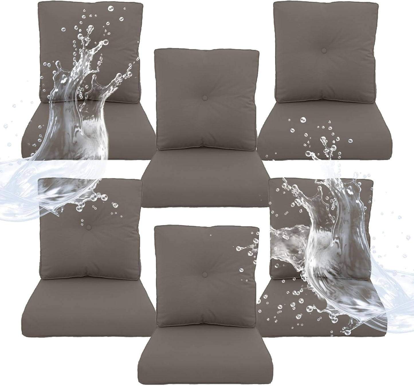 Outdoor Chair Cushions 5 Sets - 22 * 24" Patio Furniture Cushions with Removable Cover, 28D High Density Sponge Filling Outdoor Patio Cushions for Chairs, Rocker, Sofa and Loveseat - Grey
