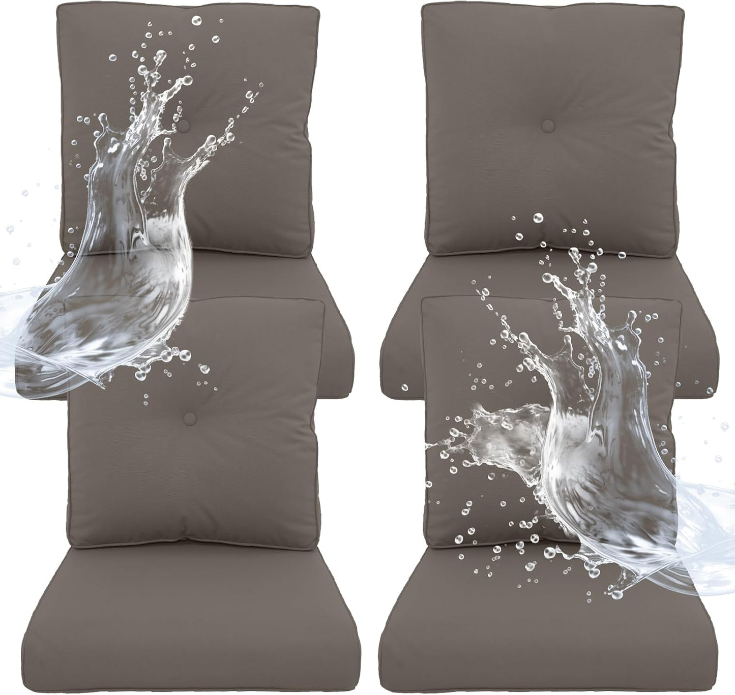 Outdoor Chair Cushions 5 Sets - 22 * 24" Patio Furniture Cushions with Removable Cover, 28D High Density Sponge Filling Outdoor Patio Cushions for Chairs, Rocker, Sofa and Loveseat - Grey