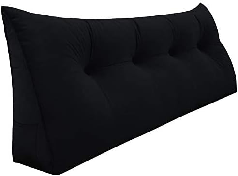 WOWMAX Triangular Headboard Pillow Full Bed Wedge Pillow for Headboard Large Bolster Pillow for Bed Wedge Pillow Headboard Daybed Pillows with Removable Cover, Velvet(100% Cotton), Gray