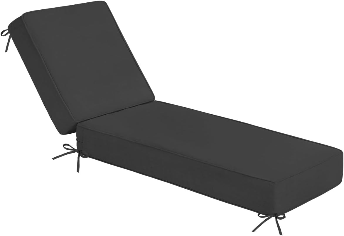 Sundale Outdoor Olefin Chaise Lounge Cushion Set of 2, Water-Resistant Patio Lounge Chair Cushion, Thick Lounger Pad with 8 Straps Navy Blue, 80 x 26 x 6 Inches