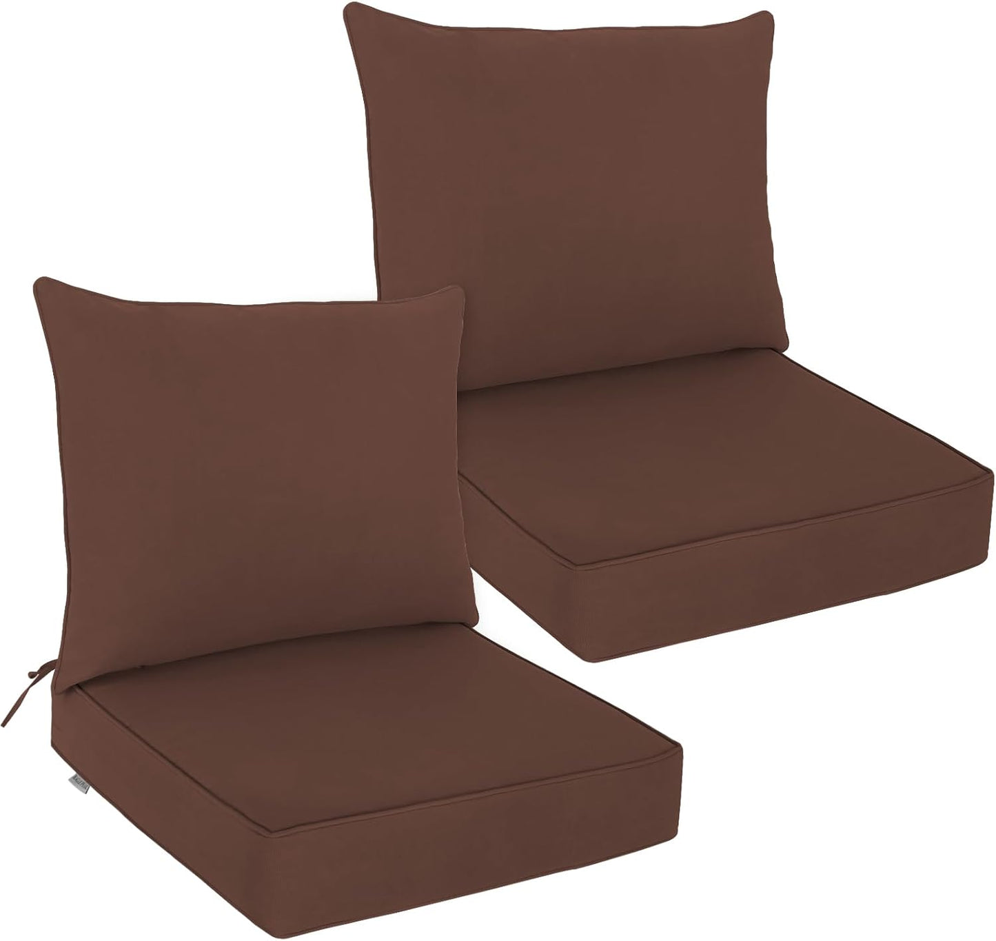 EAGLE PEAK Outdoor Deep Seat Patio Seat Cushion Set, 25 x 25 x 5 inch, 2-Piece Back Chair Cushion, Set of 4, Gray