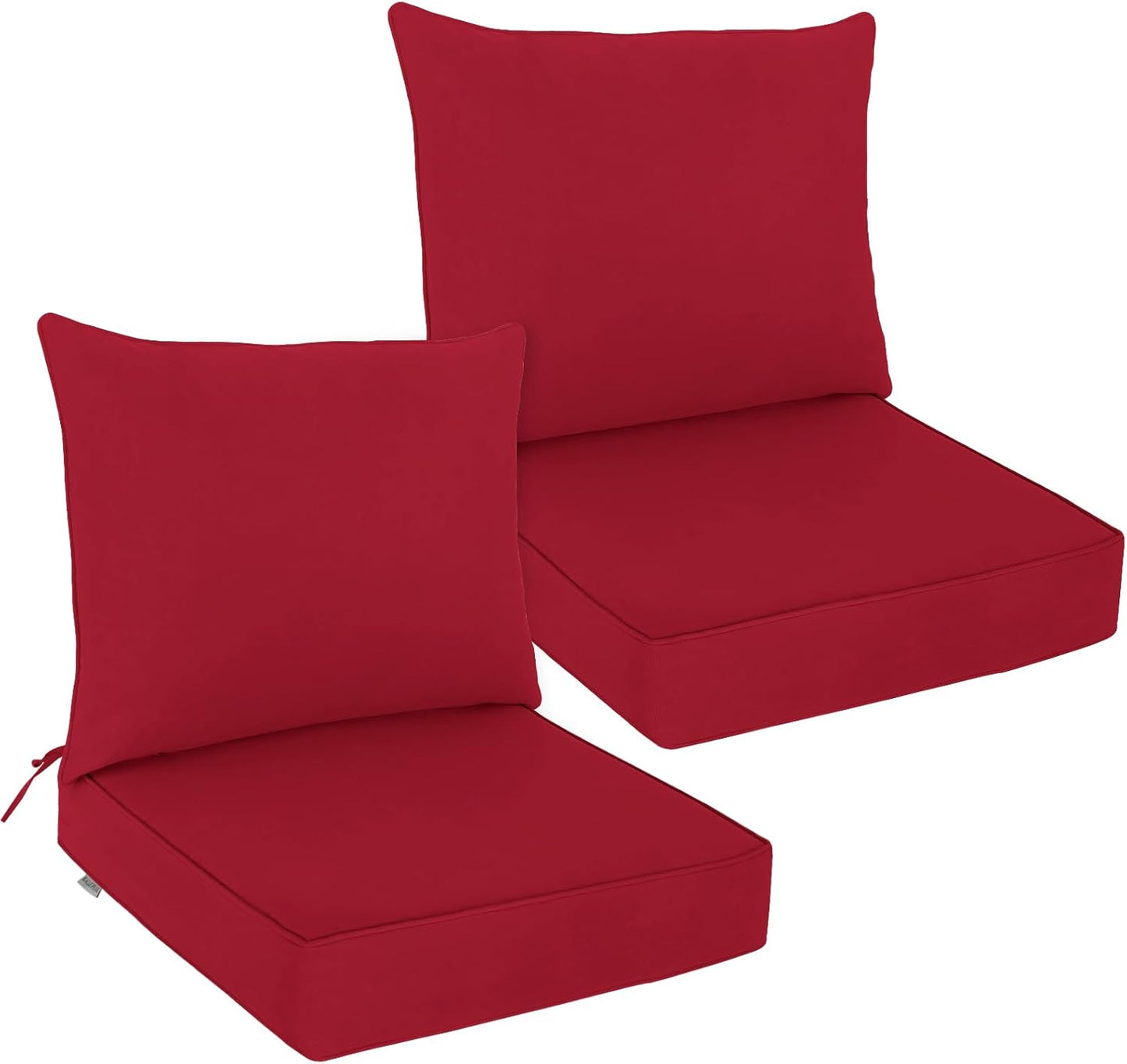 EAGLE PEAK Outdoor Deep Seat Patio Seat Cushion Set, 25 x 25 x 5 inch, 2-Piece Back Chair Cushion, Set of 4, Gray