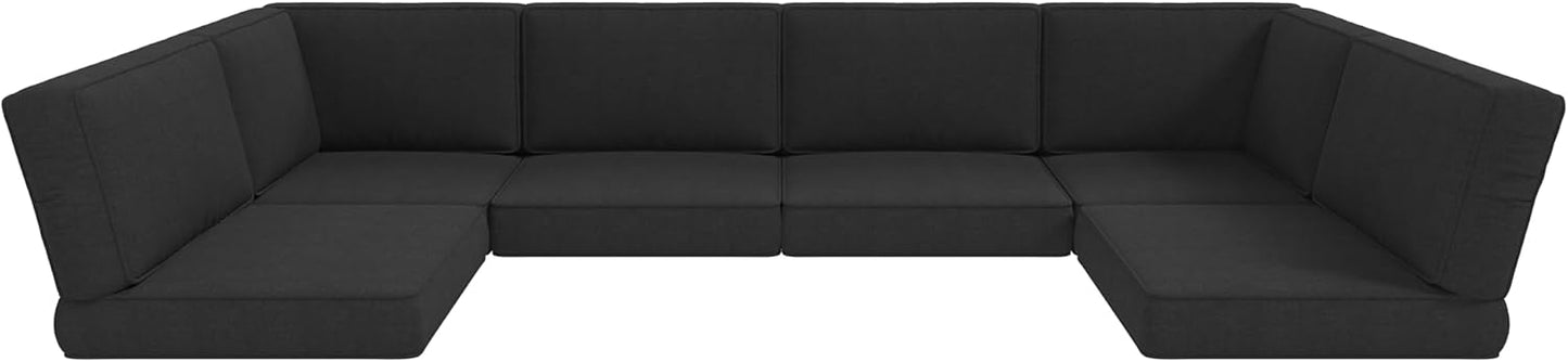 LayinSun Outdoor Furniture Replacement Cushions for 6 Seat Patio Rattan Wicker Sectional Conversation Sofa Set, 14-Piece Cushions Set