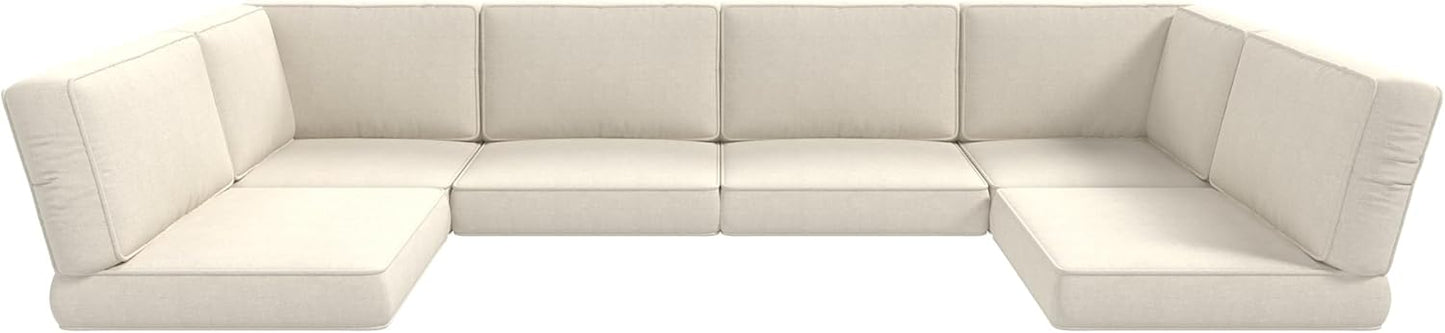 LayinSun Outdoor Furniture Replacement Cushions for 6 Seat Patio Rattan Wicker Sectional Conversation Sofa Set, 14-Piece Cushions Set