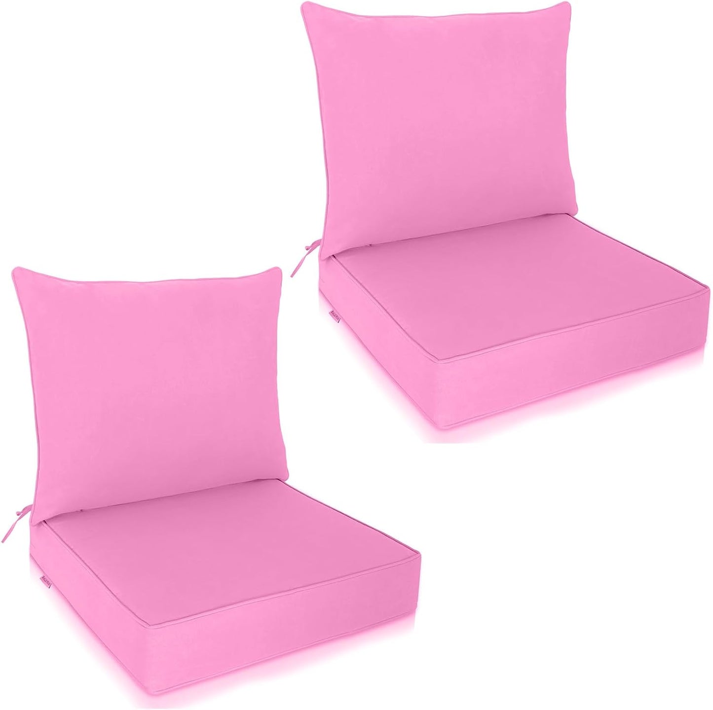 EAGLE PEAK Outdoor Deep Seat Patio Seat Cushion Set, 25 x 25 x 5 inch, 2-Piece Back Chair Cushion, Set of 4, Gray