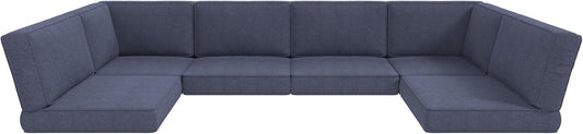 LayinSun Outdoor Furniture Replacement Cushions for 6 Seat Patio Rattan Wicker Sectional Conversation Sofa Set, 14-Piece Cushions Set