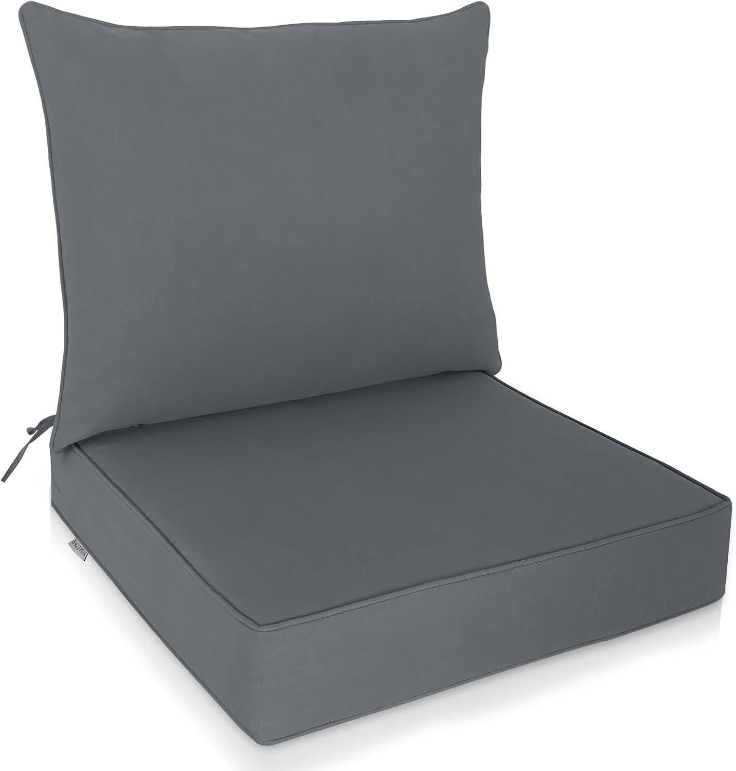 EAGLE PEAK Outdoor Deep Seat Patio Seat Cushion Set, 25 x 25 x 5 inch, 2-Piece Back Chair Cushion, Set of 4, Gray