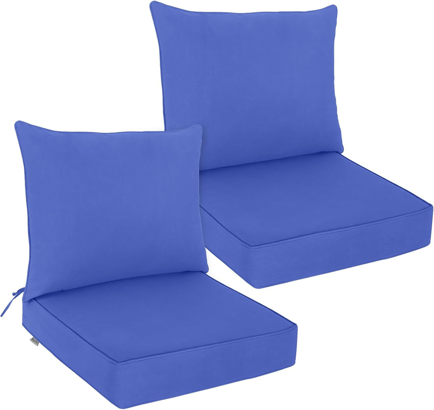 EAGLE PEAK Outdoor Deep Seat Patio Seat Cushion Set, 25 x 25 x 5 inch, 2-Piece Back Chair Cushion, Set of 4, Gray