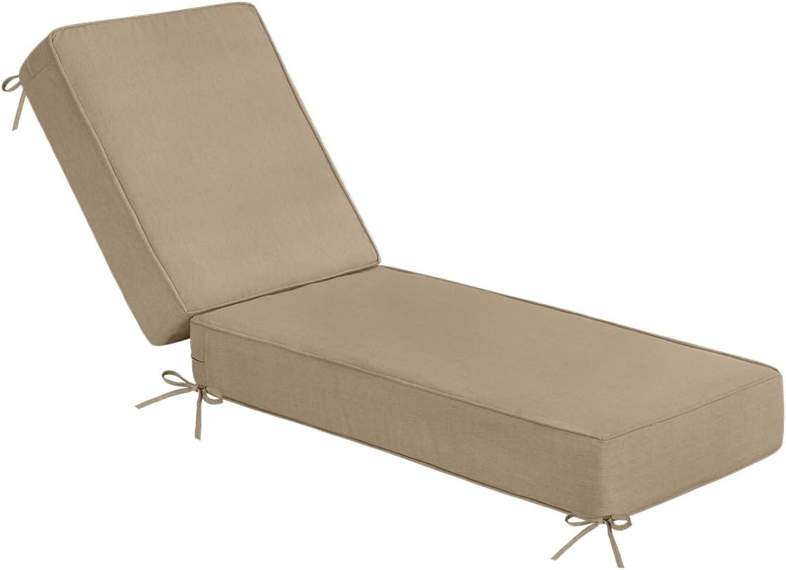 Sundale Outdoor Olefin Chaise Lounge Cushion Set of 2, Water-Resistant Patio Lounge Chair Cushion, Thick Lounger Pad with 8 Straps Navy Blue, 80 x 26 x 6 Inches