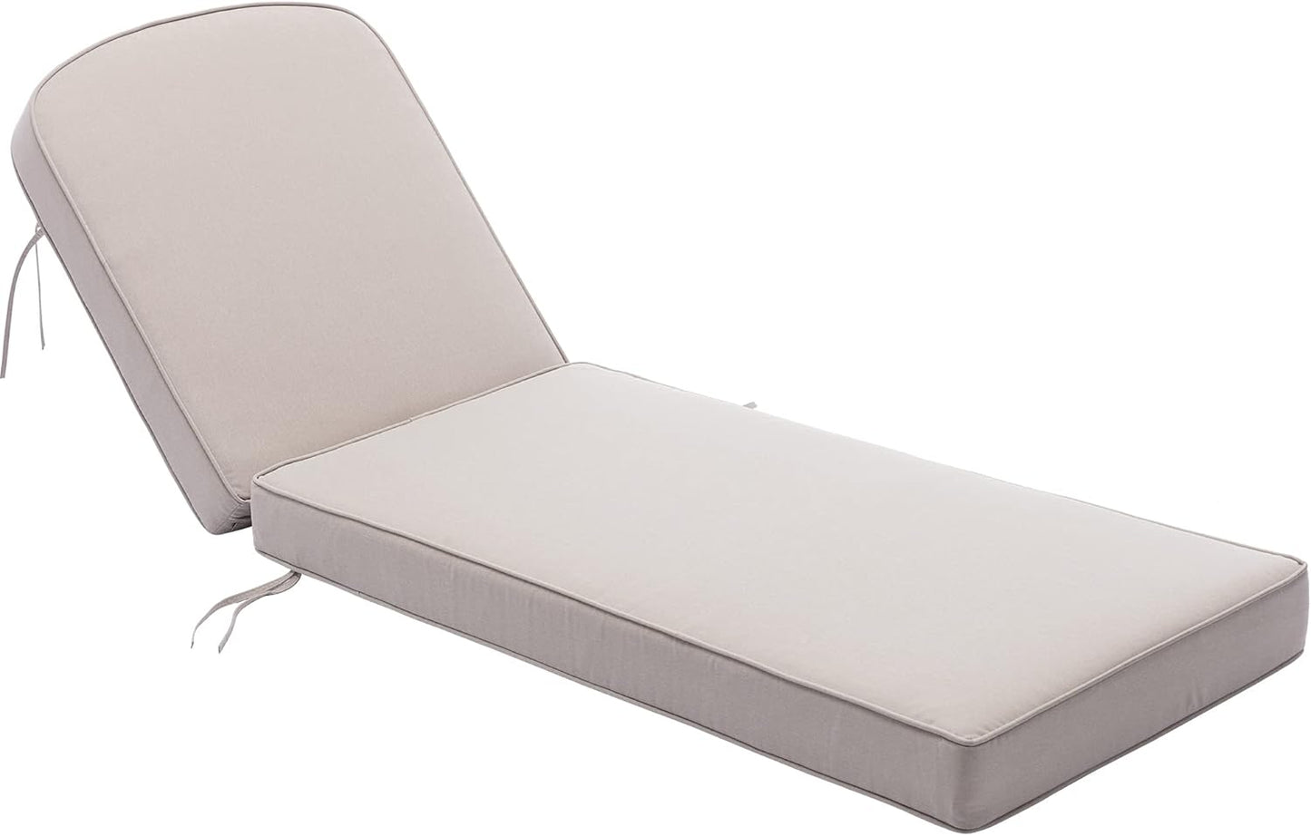 KINWELL 2-Pack Extra Thick 5-Inch Outdoor Chaise Lounge Cushions, 100% Polyester Waterproof Thick Lounger Pad, UV & Fade-Resistant Patio Furniture Seat Back Pad, 23'' W x 75''L x 5”H, Beige