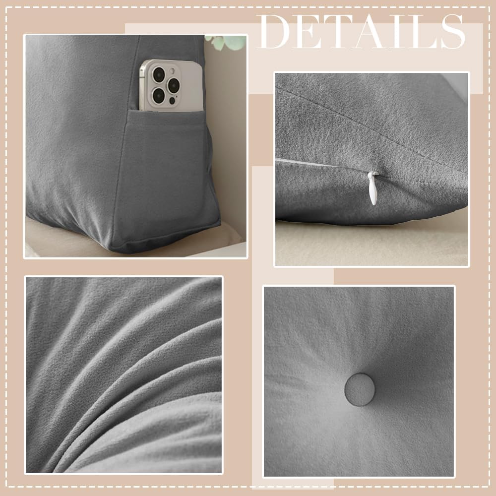 Triangular Wedge Headboard Pillows Twin Dorm Headboard Pillow Long Backrest Positioning Support for Sleeping Back Pillow for Bed Sitting Up Wedge Pillow Reading Bed Lumbar Pillow