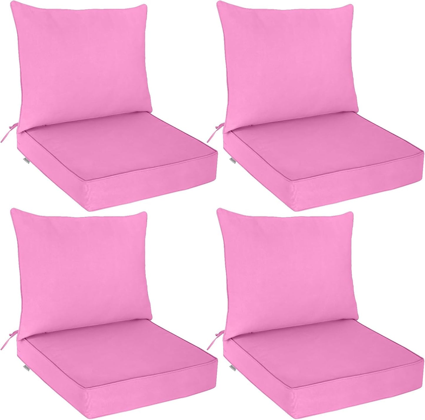EAGLE PEAK Outdoor Deep Seat Patio Seat Cushion Set, 25 x 25 x 5 inch, 2-Piece Back Chair Cushion, Set of 4, Gray