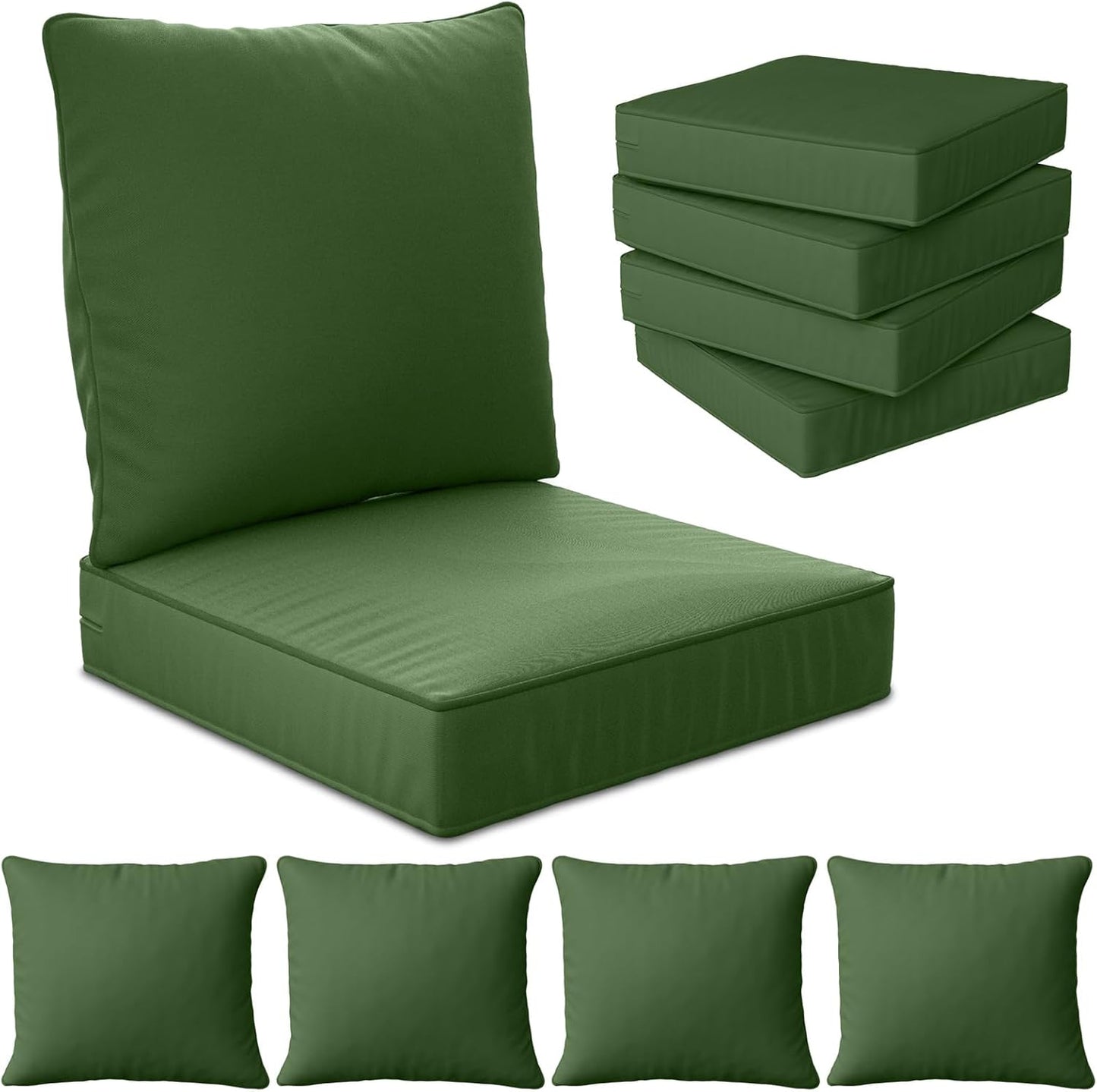 24" x 24" x 6" Outdoor Deep Seat Cushions Set - 4 Set Waterproof & Fade Resistant Patio Furniture Replacement Cushions, Non-Slip Outdoor Cushions Fit Loveseats, Couches, Chairs, and Sofas.
