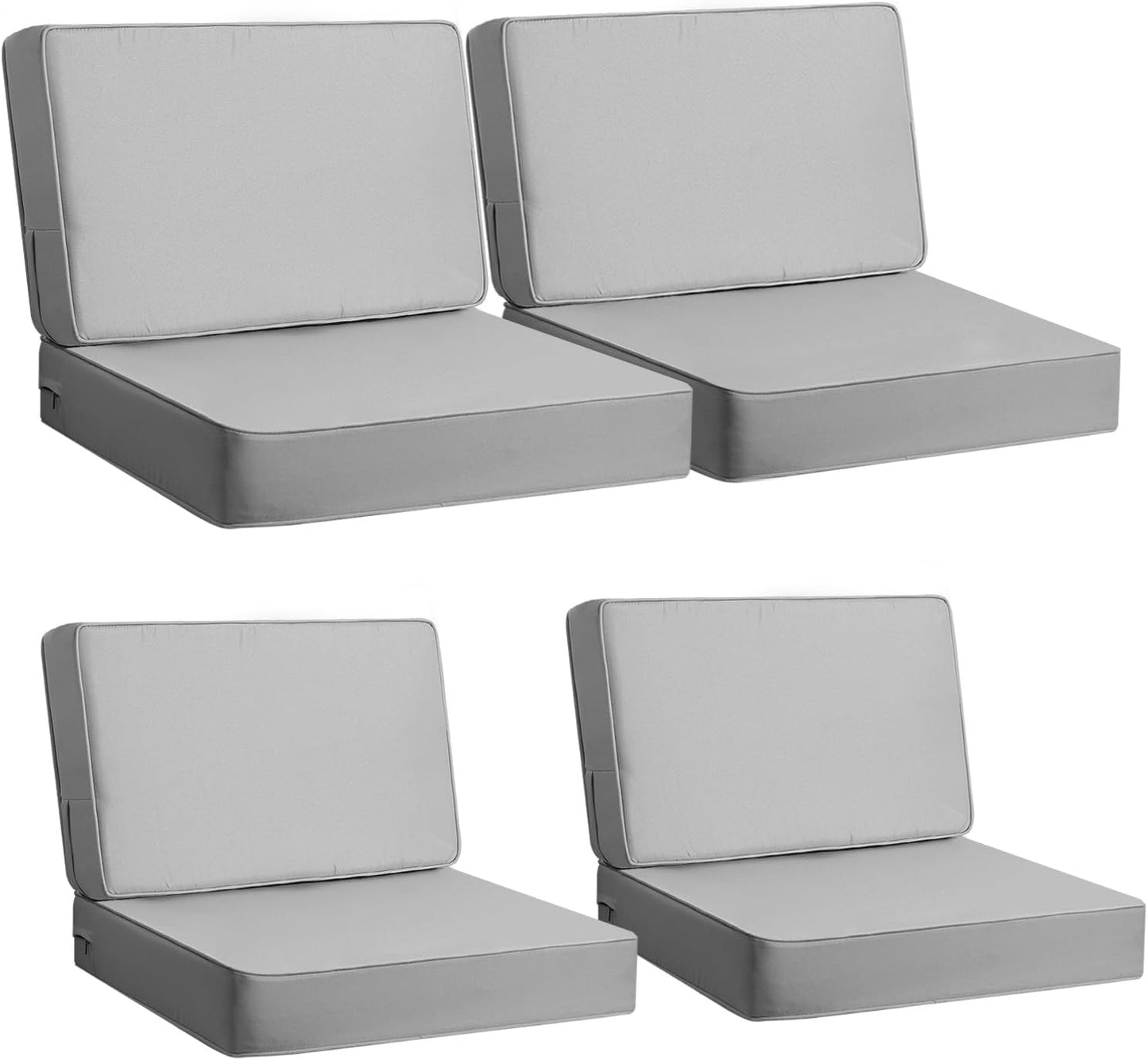 AAAAAcessories Outdoor Deep Seat Cushions, Foam Pillow, Waterproof, Fade-Resistant Patio Furniture Replacement Cushions, 24" x 24" x 5", Set of 4, Navy Blue