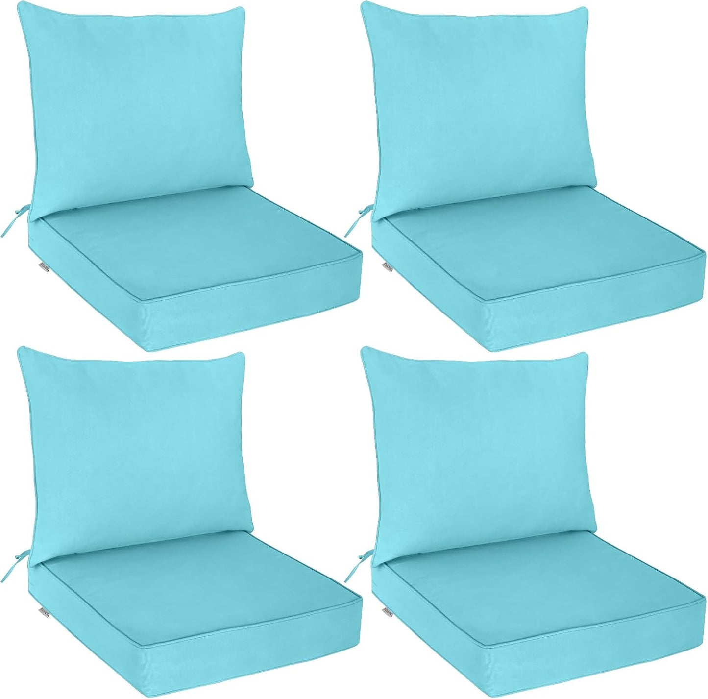 EAGLE PEAK Outdoor Deep Seat Patio Seat Cushion Set, 25 x 25 x 5 inch, 2-Piece Back Chair Cushion, Set of 4, Gray