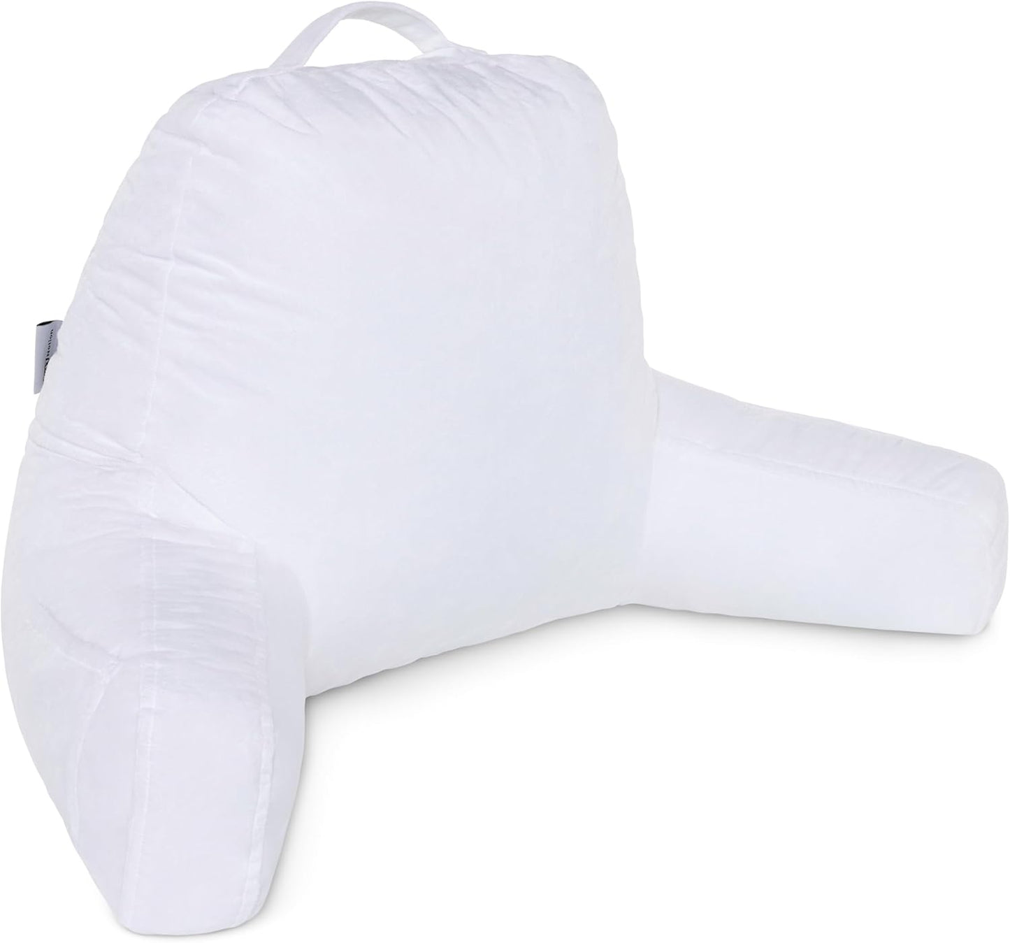 Husband Pillow Black, Original Reading Pillow in Bed Rest Chair, Shredded Memory Foam Large Lounge Cushion Adult Backrest with Arms, Comfy Back Support for Sit Sitting Up, Washable/Removable Cover