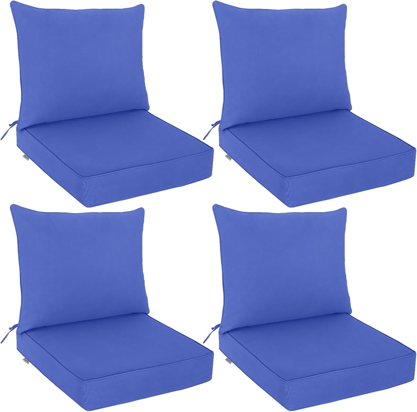 EAGLE PEAK Outdoor Deep Seat Patio Seat Cushion Set, 25 x 25 x 5 inch, 2-Piece Back Chair Cushion, Set of 4, Gray