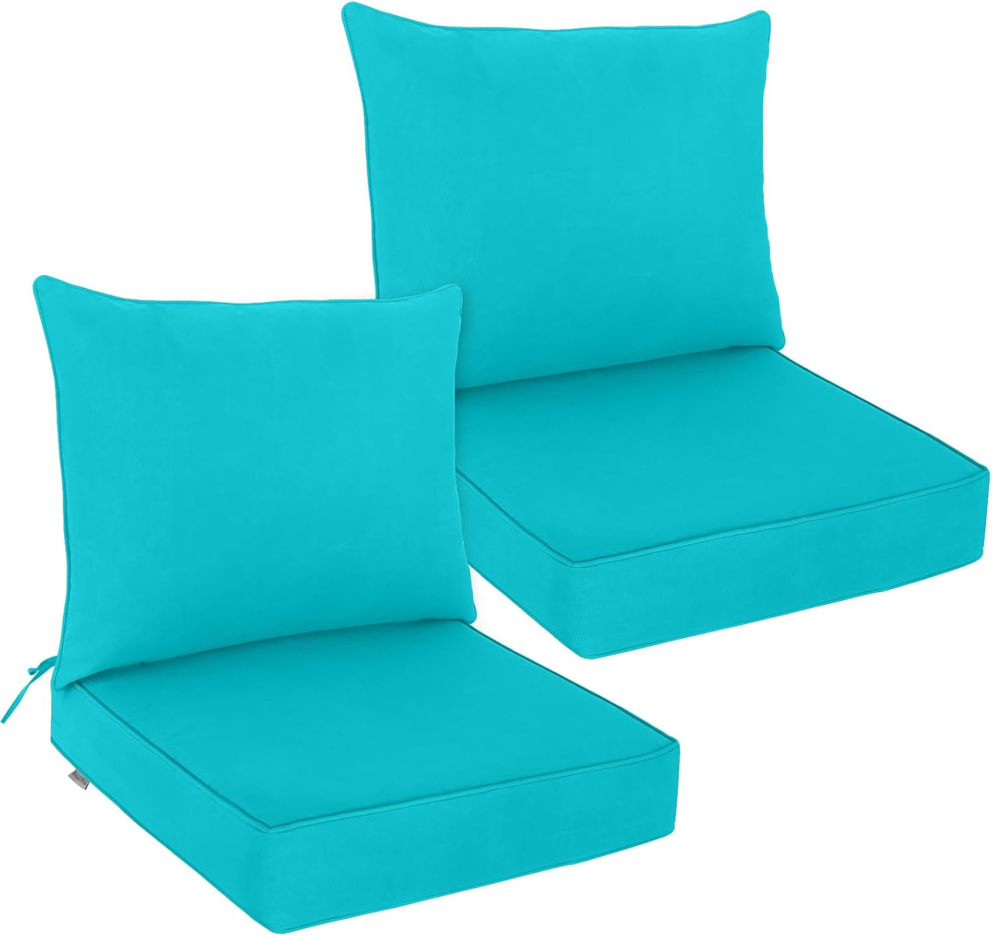 EAGLE PEAK Outdoor Deep Seat Patio Seat Cushion Set, 25 x 25 x 5 inch, 2-Piece Back Chair Cushion, Set of 4, Gray