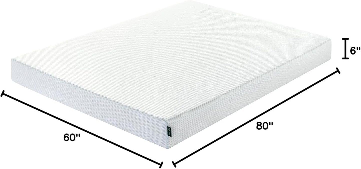 ZINUS 6 Inch Green Tea Cooling Memory Foam Mattress [New Version], Queen, Fiberglass Free, Medium Firmness, Cooling Gel Foam, Certified Safe Foams & Fabric, Mattress in A Box