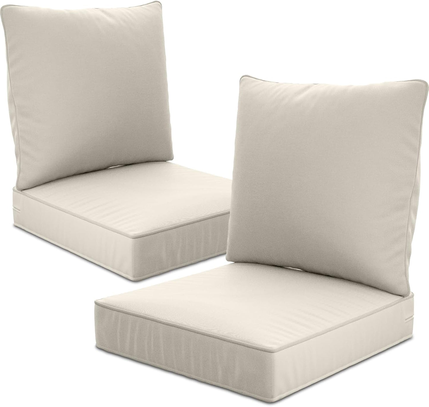 24" x 24" x 6" Outdoor Deep Seat Cushions Set - 4 Set Waterproof & Fade Resistant Patio Furniture Replacement Cushions, Non-Slip Outdoor Cushions Fit Loveseats, Couches, Chairs, and Sofas.