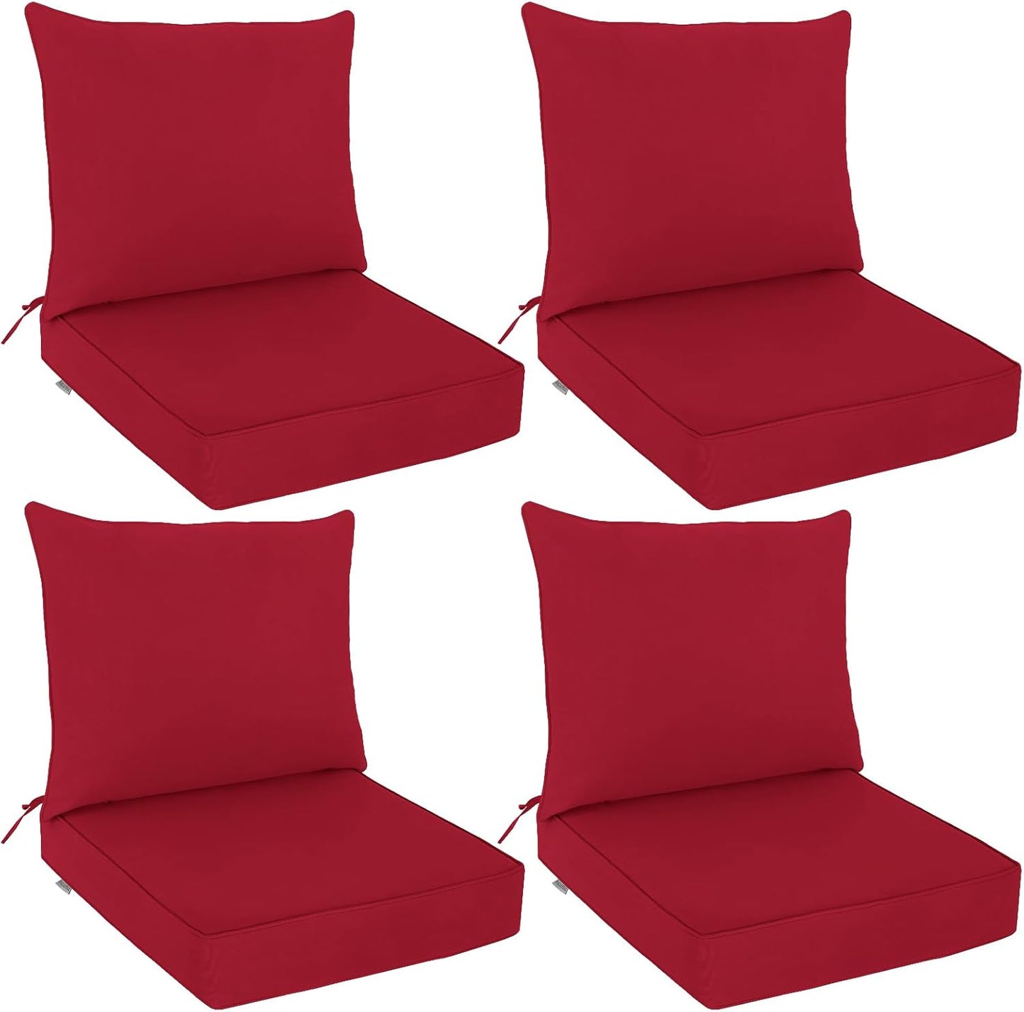EAGLE PEAK Outdoor Deep Seat Patio Seat Cushion Set, 25 x 25 x 5 inch, 2-Piece Back Chair Cushion, Set of 4, Gray
