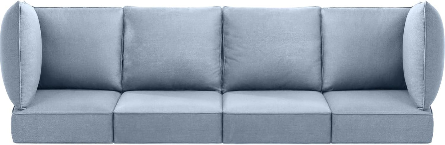 Luxury 24x24x6 Outdoor Cushions for 5-Seat Sectional Sofa Set of 5 - Water-Repellent 11-Piece Patio Cushion Set for Outside Rattan Wicker Loveseat Chair L-Shape Couch - Beige/Classic