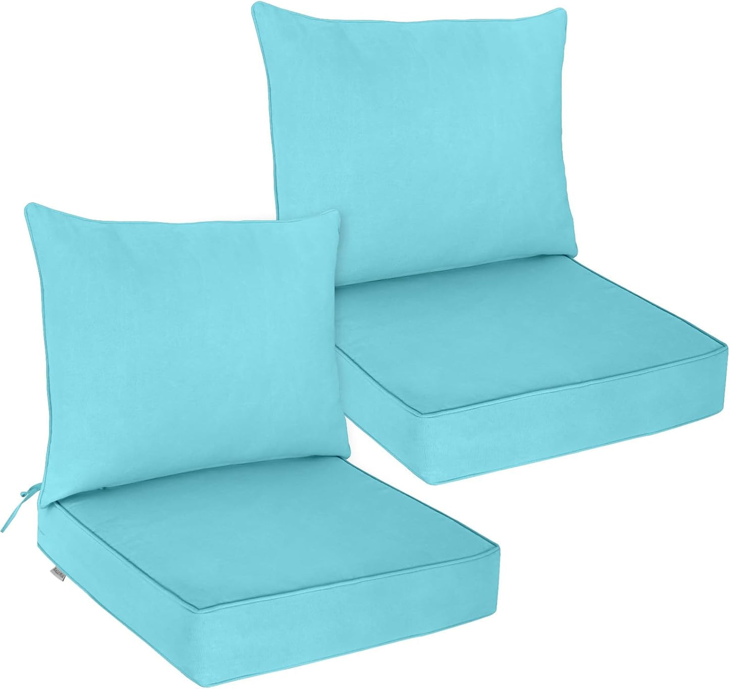 EAGLE PEAK Outdoor Deep Seat Patio Seat Cushion Set, 25 x 25 x 5 inch, 2-Piece Back Chair Cushion, Set of 4, Gray