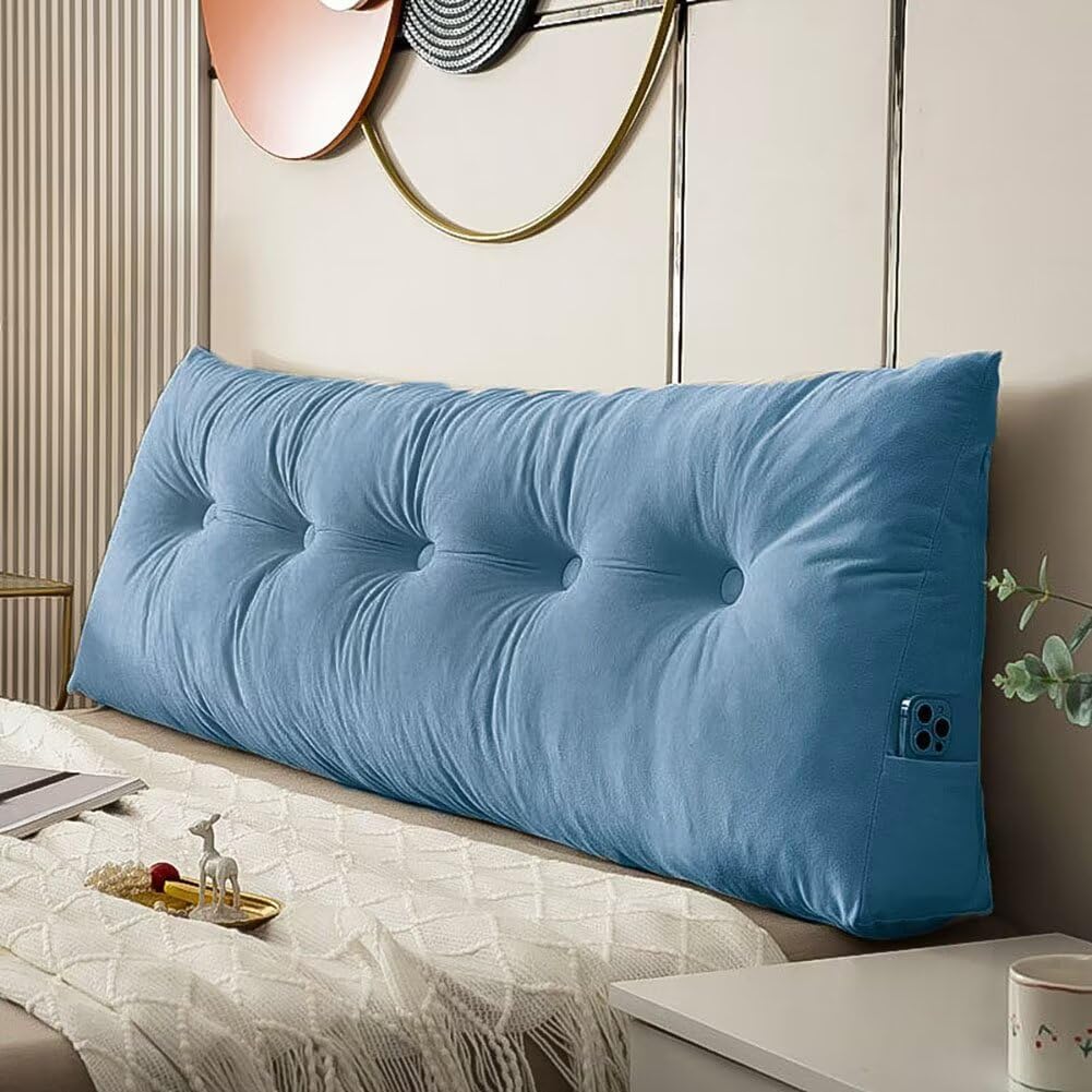 Triangular Wedge Headboard Pillows Twin Dorm Headboard Pillow Long Backrest Positioning Support for Sleeping Back Pillow for Bed Sitting Up Wedge Pillow Reading Bed Lumbar Pillow
