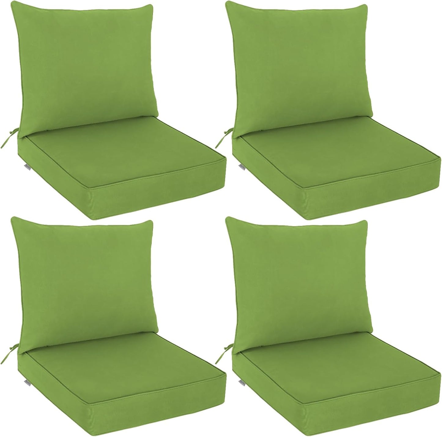 EAGLE PEAK Outdoor Deep Seat Patio Seat Cushion Set, 25 x 25 x 5 inch, 2-Piece Back Chair Cushion, Set of 4, Gray
