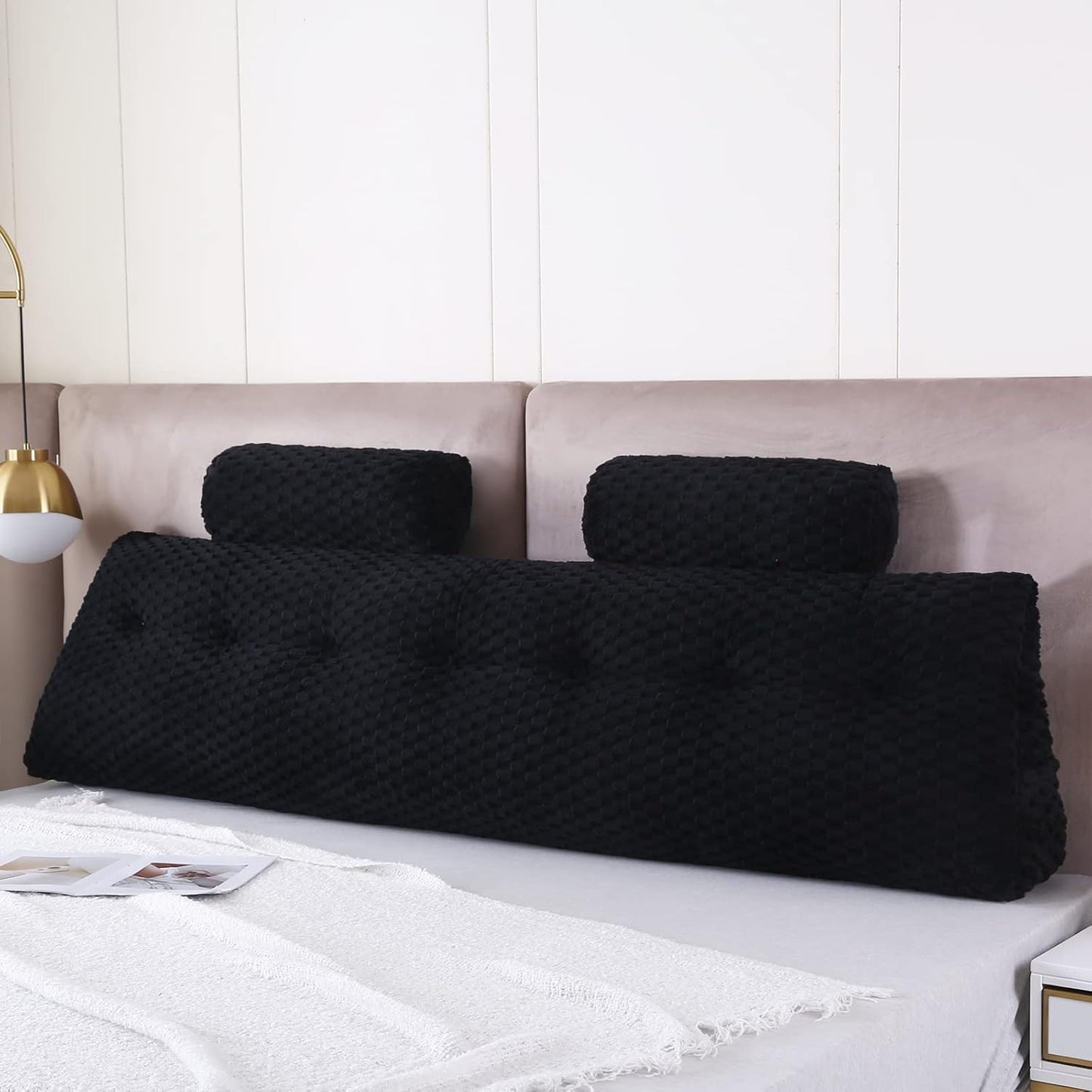 Wedge Headboard Pillows + 2 Head Roll Pillow Bed Wedge Pillow for Headboard Large Bolster for Bed Rest Reading Pillows Backrest Pillows for Sitting in Bed Backrest Positioning Support