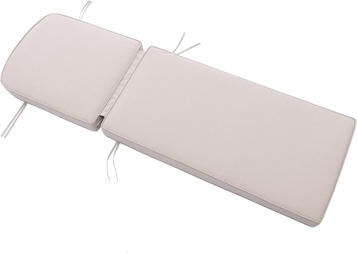 KINWELL 2-Pack Extra Thick 5-Inch Outdoor Chaise Lounge Cushions, 100% Polyester Waterproof Thick Lounger Pad, UV & Fade-Resistant Patio Furniture Seat Back Pad, 23'' W x 75''L x 5”H, Beige
