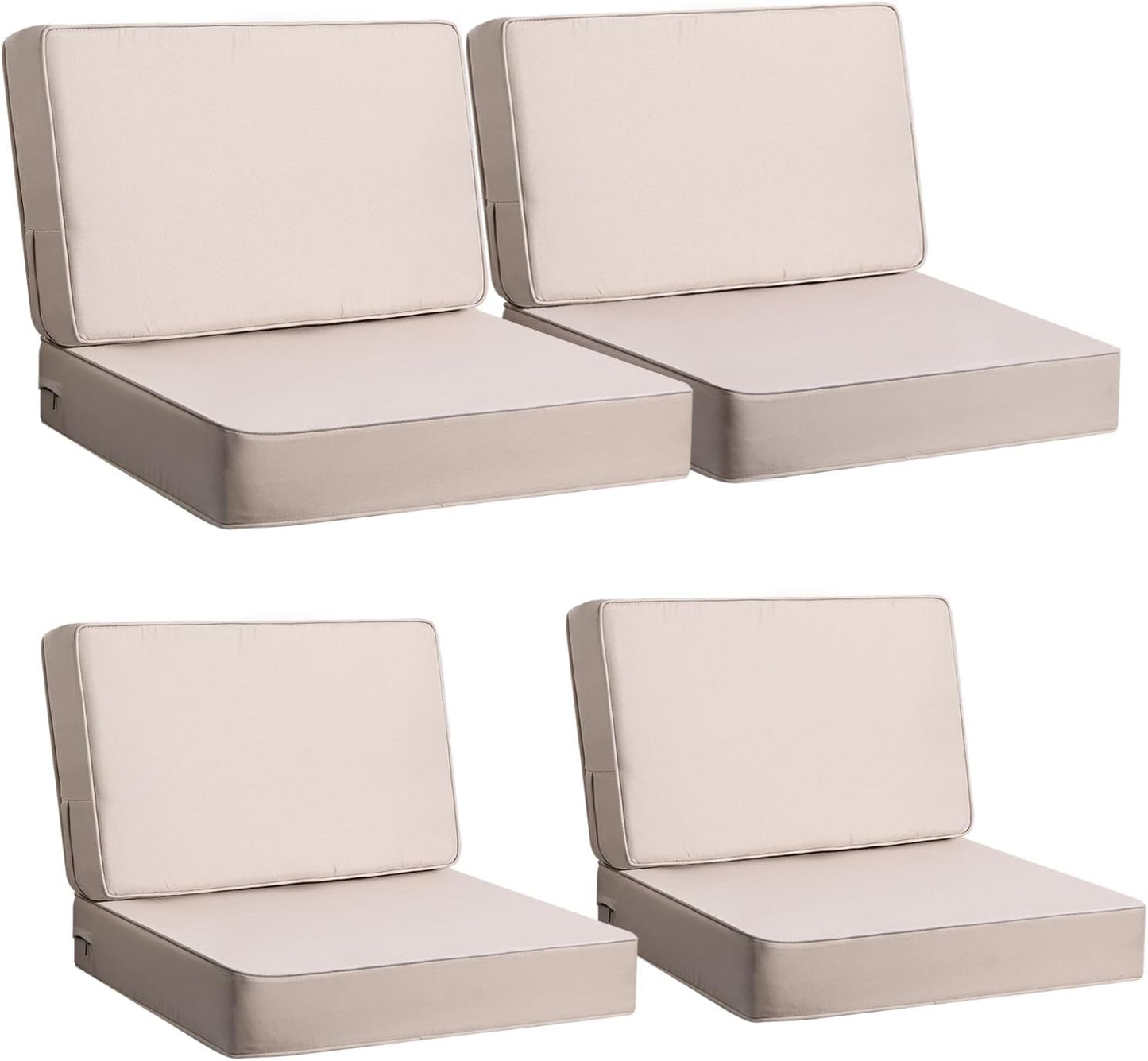 AAAAAcessories Outdoor Deep Seat Cushions, Foam Pillow, Waterproof, Fade-Resistant Patio Furniture Replacement Cushions, 24" x 24" x 5", Set of 4, Navy Blue