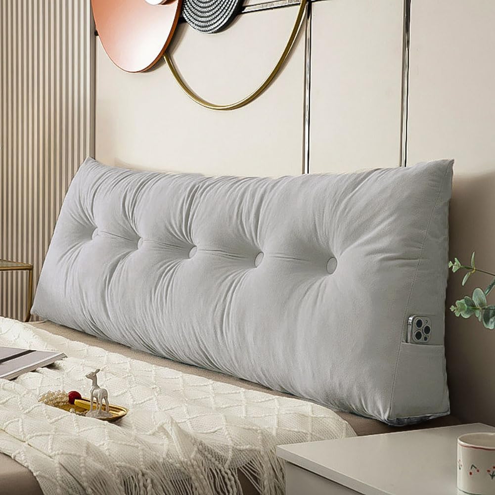 Triangular Wedge Headboard Pillows Twin Dorm Headboard Pillow Long Backrest Positioning Support for Sleeping Back Pillow for Bed Sitting Up Wedge Pillow Reading Bed Lumbar Pillow
