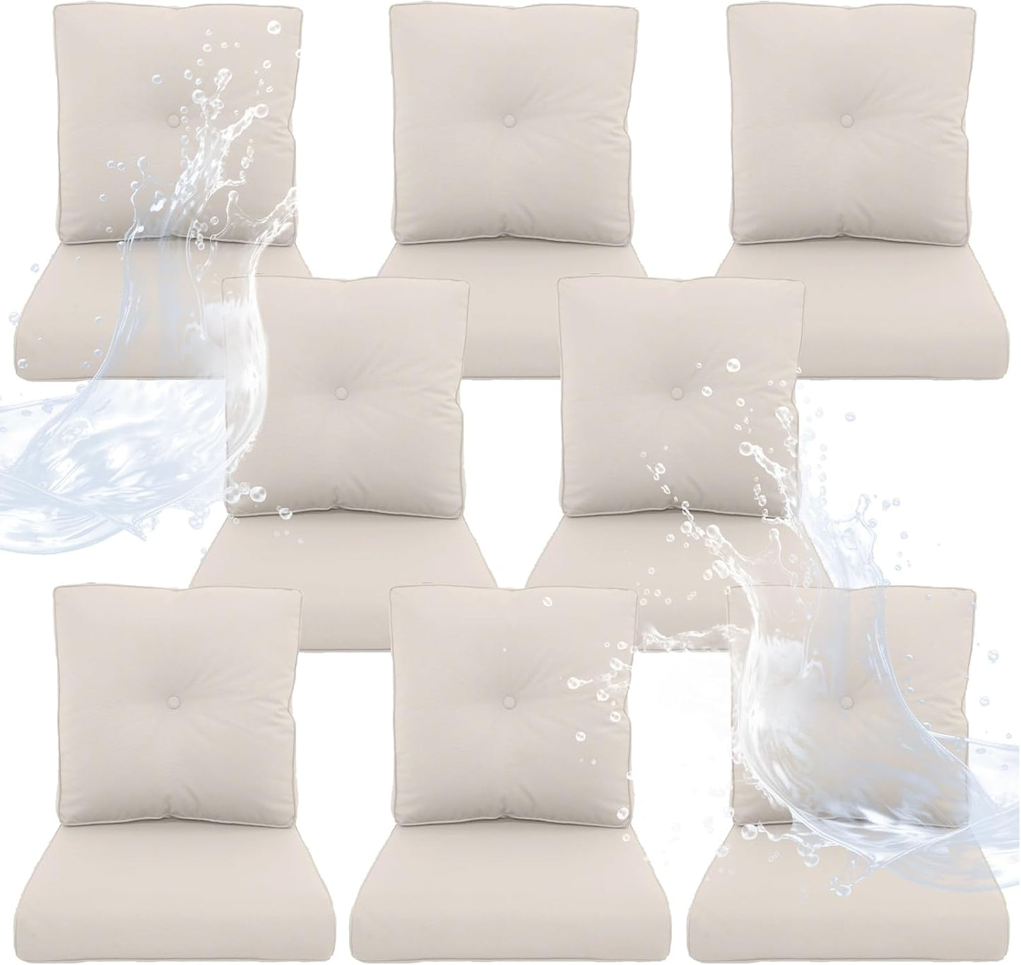 Outdoor Chair Cushions 5 Sets - 22 * 24" Patio Furniture Cushions with Removable Cover, 28D High Density Sponge Filling Outdoor Patio Cushions for Chairs, Rocker, Sofa and Loveseat - Grey