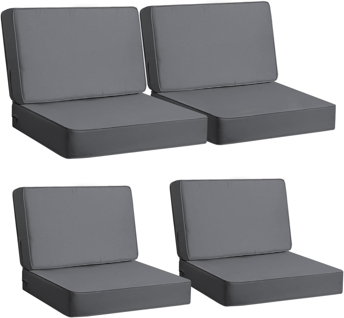 AAAAAcessories Outdoor Deep Seat Cushions, Foam Pillow, Waterproof, Fade-Resistant Patio Furniture Replacement Cushions, 24" x 24" x 5", Set of 4, Navy Blue