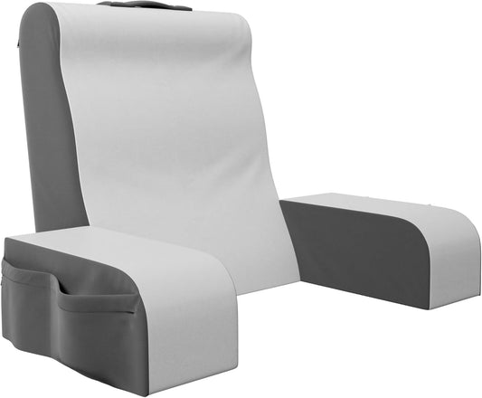 Kӧlbs Reading Wedge Pillow Chic Gray and White Jacquard Cover Back Pillow for Bed Sitting Up, Cushion with Arms for TV Book Gaming Dorm Rooms, Backrest