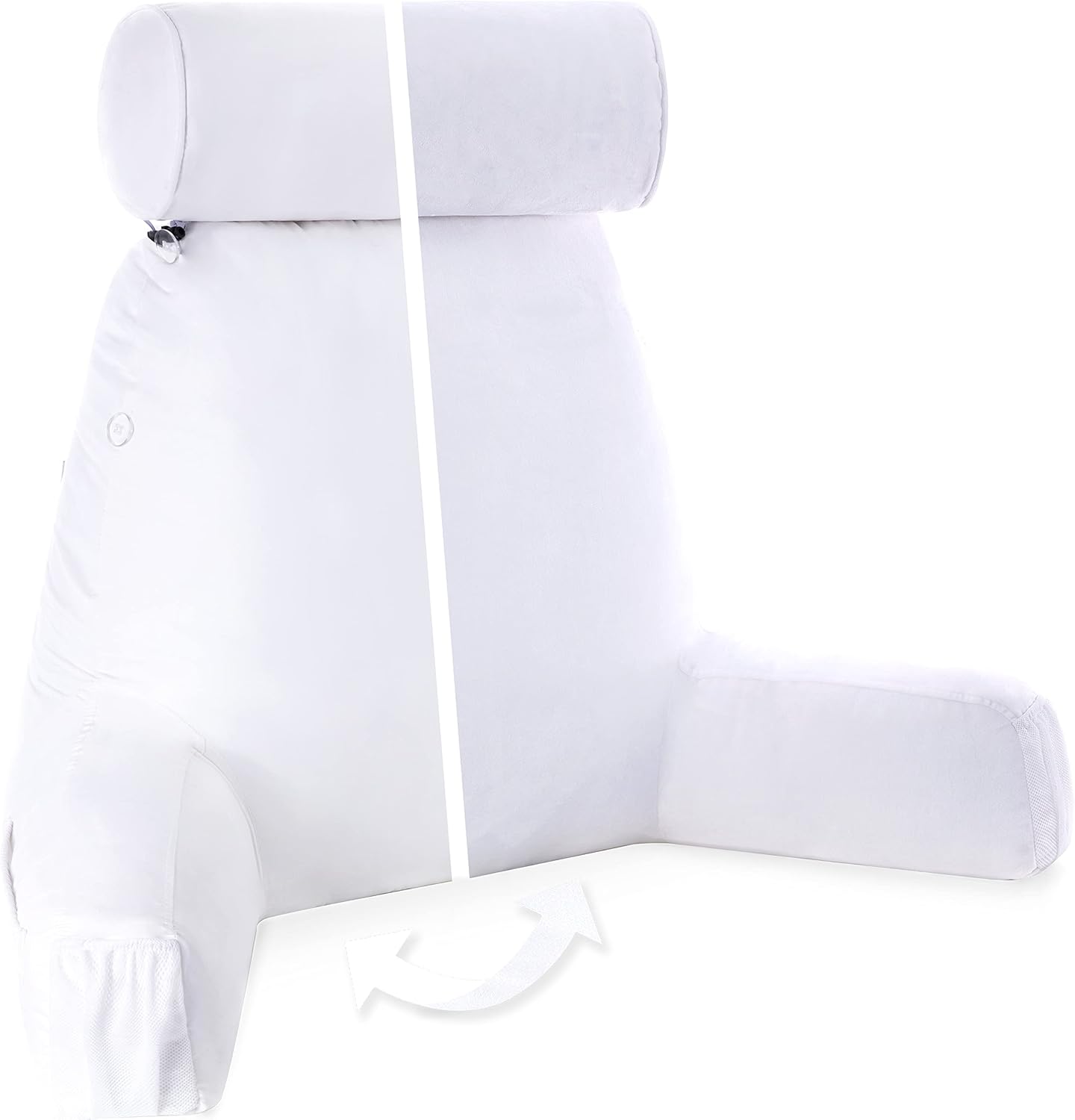Husband Pillow Black, Original Reading Pillow in Bed Rest Chair, Shredded Memory Foam Large Lounge Cushion Adult Backrest with Arms, Comfy Back Support for Sit Sitting Up, Washable/Removable Cover