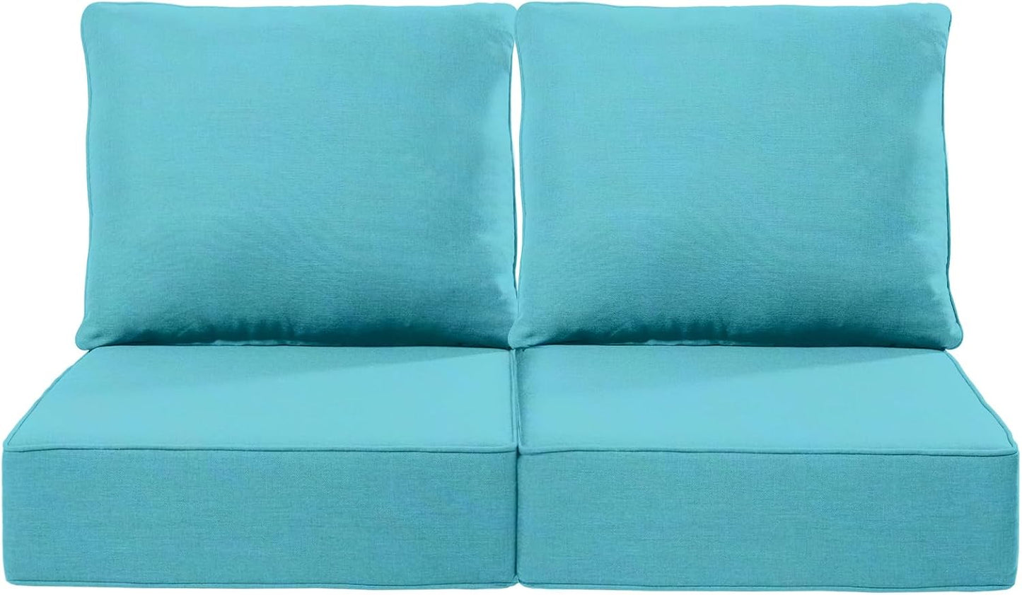 Luxury 24x24x6 Outdoor Chair Cushions Set of 4 - Heavy Duty Water-Resistant Comfortable Cushion for Patio Furniture Set Dining Gliding Rocking Chairs Loveseat L-Shape Sofa - Beige