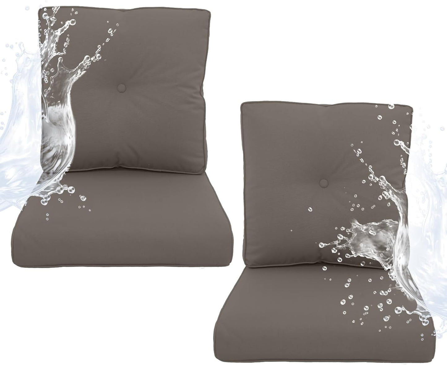 Outdoor Chair Cushions 5 Sets - 22 * 24" Patio Furniture Cushions with Removable Cover, 28D High Density Sponge Filling Outdoor Patio Cushions for Chairs, Rocker, Sofa and Loveseat - Grey