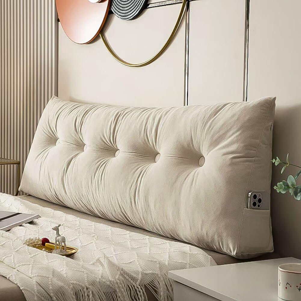 Triangular Wedge Headboard Pillows Twin Dorm Headboard Pillow Long Backrest Positioning Support for Sleeping Back Pillow for Bed Sitting Up Wedge Pillow Reading Bed Lumbar Pillow